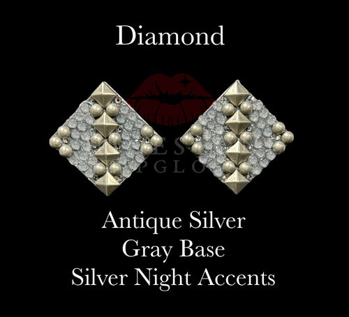 Diamond Antique Silver Spots and Pyramids, Gray Base, Silver Night Accents