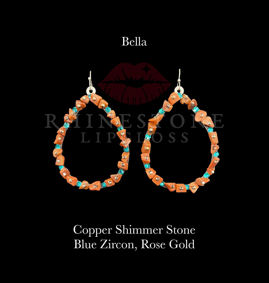 Bella Confetti Brown Shimmer Stone/Blue Zircon/Rose Gold Accents