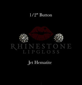 1/2" Button - Jet Hematite