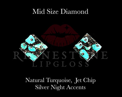 Diamond Mid Size - Natural Turquoise Chip, Jet Chip and Silver Night Accents