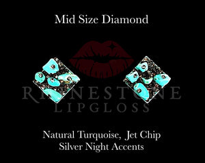 Diamond Mid Size - Natural Turquoise Chip, Jet Chip and Silver Night Accents