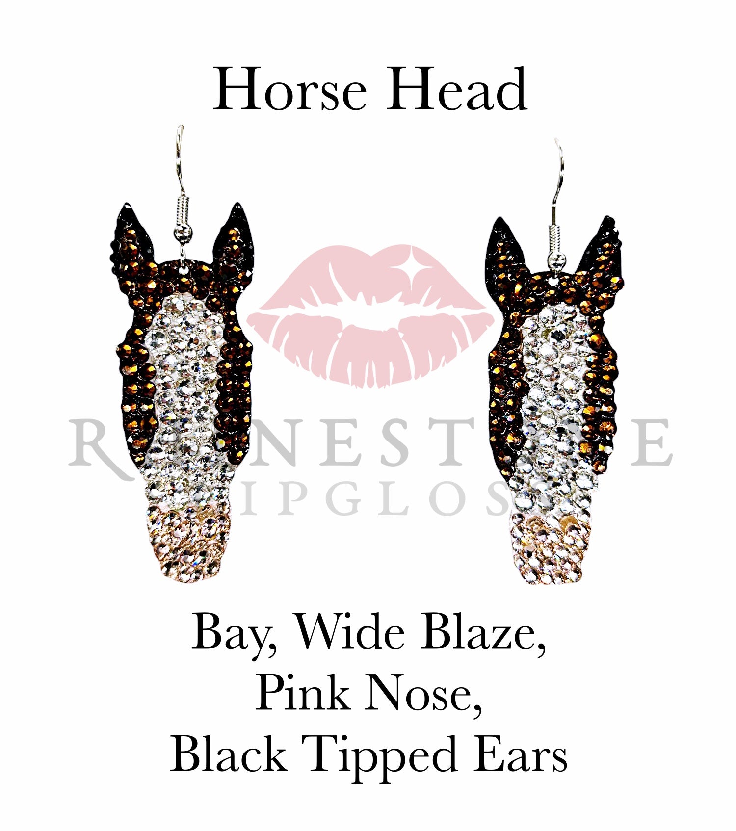 Horse Head Exclusive - Bay, Wide Blaze, Pink Nose, Black Tipped Ears Earrings