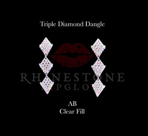 Triple Diamond Dangle - AB, Clear Fill