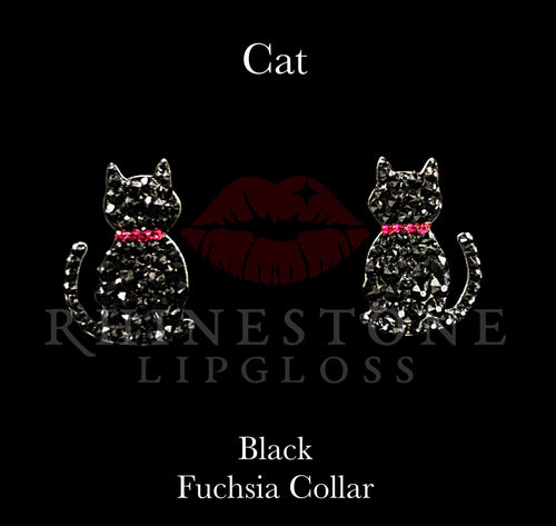 Cat - Black with Fuchsia Collar