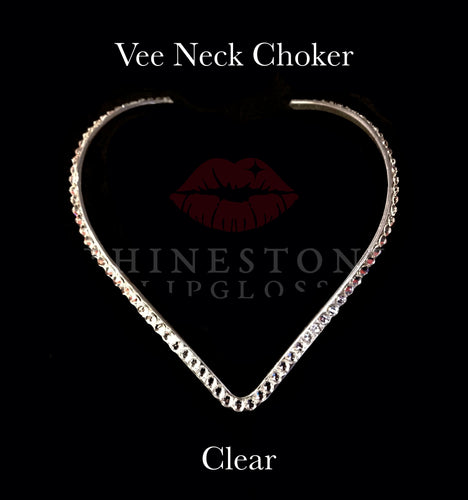 Vee Neck Choker Necklace - Clear