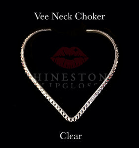 Vee Neck Choker Necklace - Clear