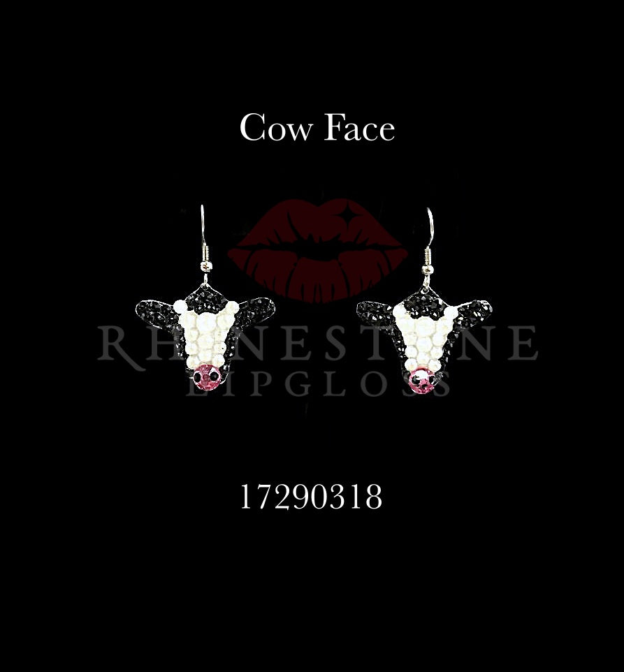 Steer / Cow Face - Jet and White Electric, Rose Nose, Jet Nose Holes