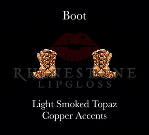 Cowboy Boots - Light Smoked Topaz with Copper Round Spots and Copper Pyramids