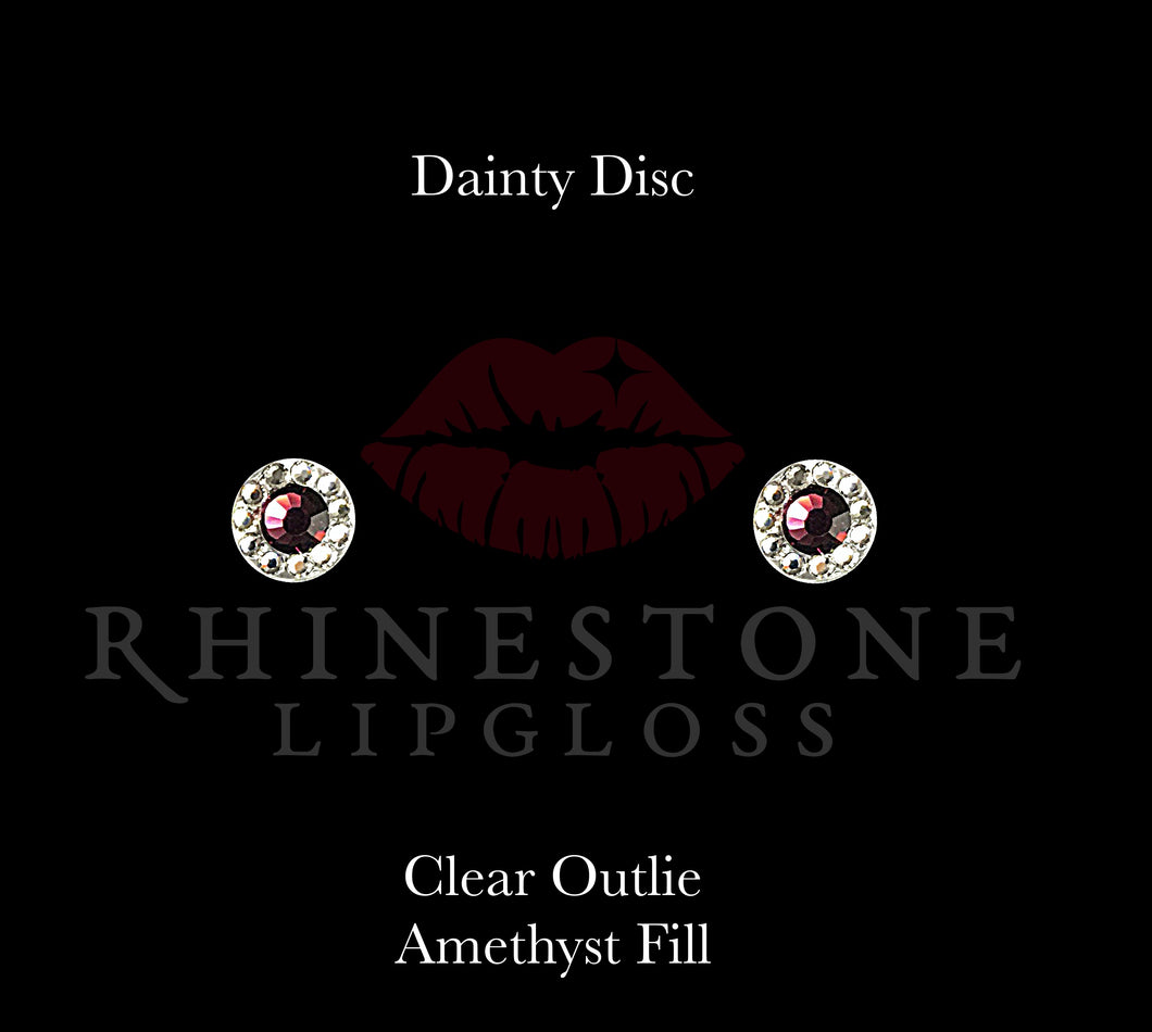 Dainty Disc - Amethyst Center, Clear Outline