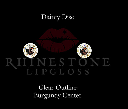 Dainty Disc - Burgundy Center, Clear Outline