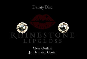 Dainty Disc - Jet Hematite Center, Clear Outline