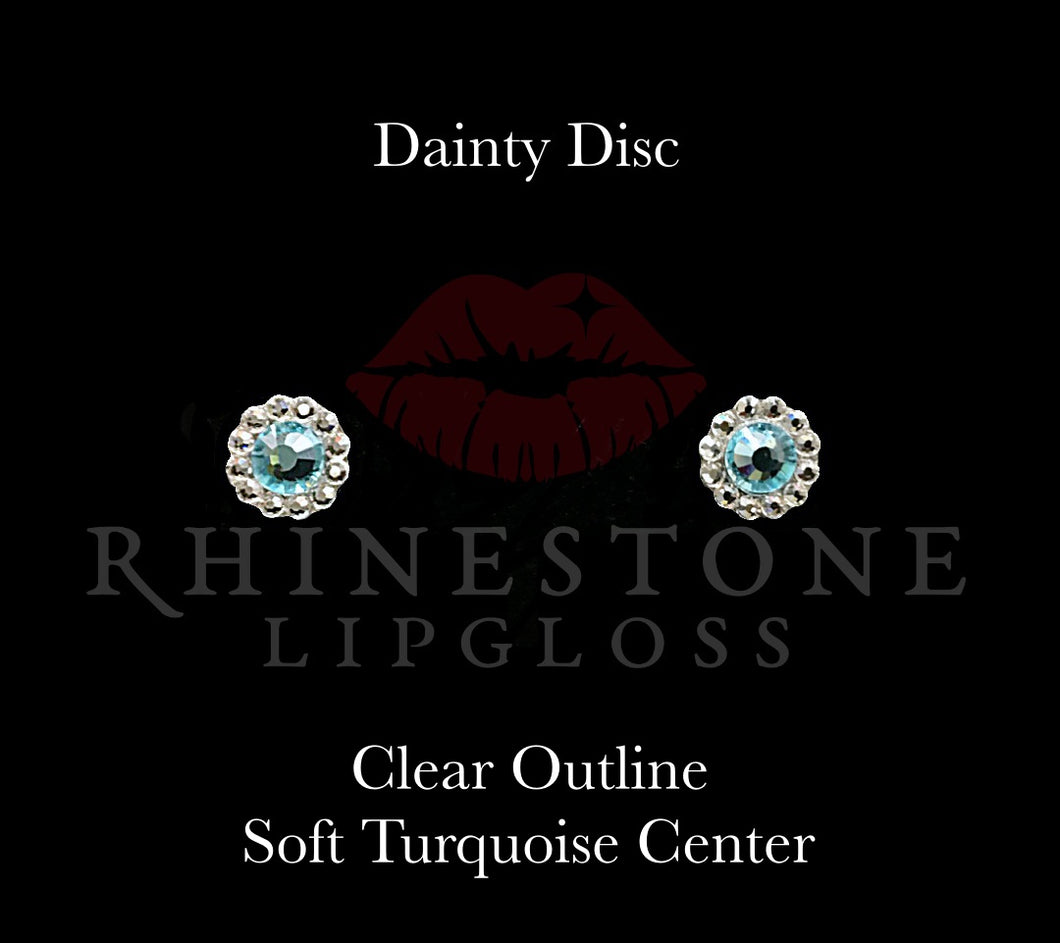 Dainty Disc - Soft Turquoise Center, Clear Outline