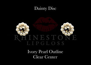 Dainty Disc - Clear Center, Ivory Pearl Outline