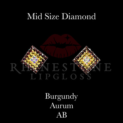 Diamond 3-Color  Mid Size - Burgundy Outline, Aurum Center, AB Fill