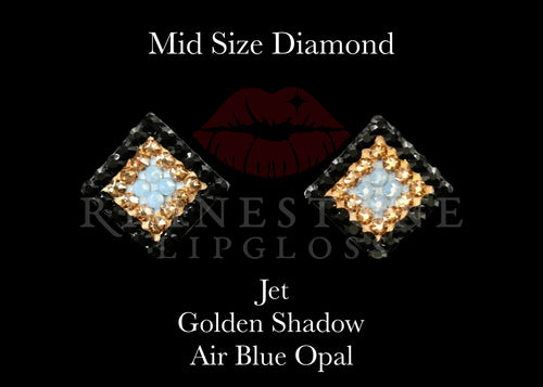 Diamond 3-Color  Mid Size -  Jet Outline, Golden Shadow Center, Air Blue Opal Fill