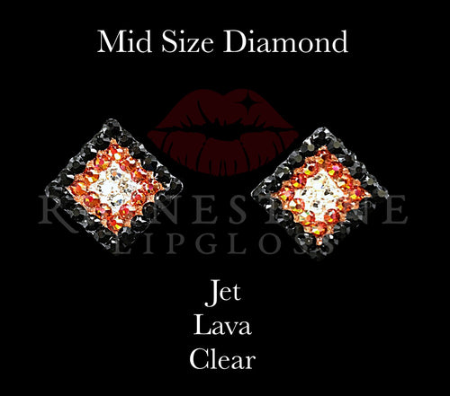 Diamond 3-Color  Mid Size -  Jet Outline, Lava Center, Clear Fill