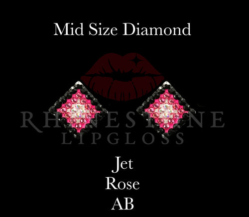 Diamond 3-Color  Mid Size -  Jet Outline, Rose Center, AB Fill