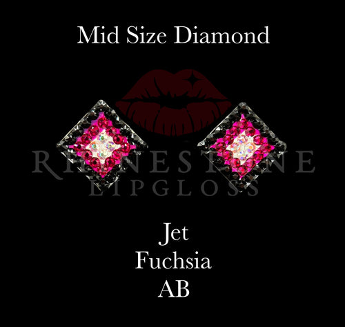 Diamond 3-Color Mid Size - Jet Outline, Ruby Center, AB Fill