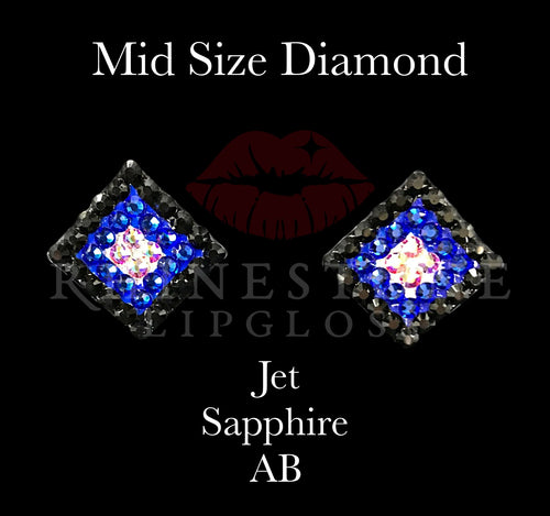 Diamond 3-Color  Mid Size -  Jet Outline, Sapphire Center, AB Fill