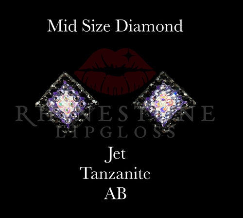 Diamond 3-Color Mid Size - Jet Outline, Tanzanite Center, AB Fill