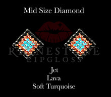 Diamond 3-Color Mid Size - Jet, Lava, Soft Turquoise Earrings