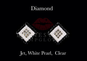 Diamond Jet Outline, White Pearl Center, Clear Fill