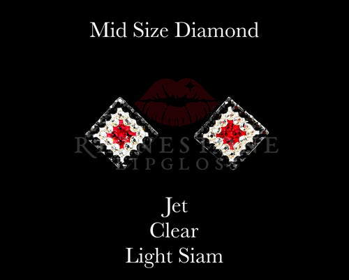 Diamond 3-Color  Mid Size -  Jet Outline, Clear Center, Light Siam Fill
