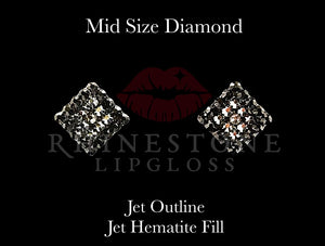 Diamond Mid Size - Jet Outline, Jet Hematite Fill