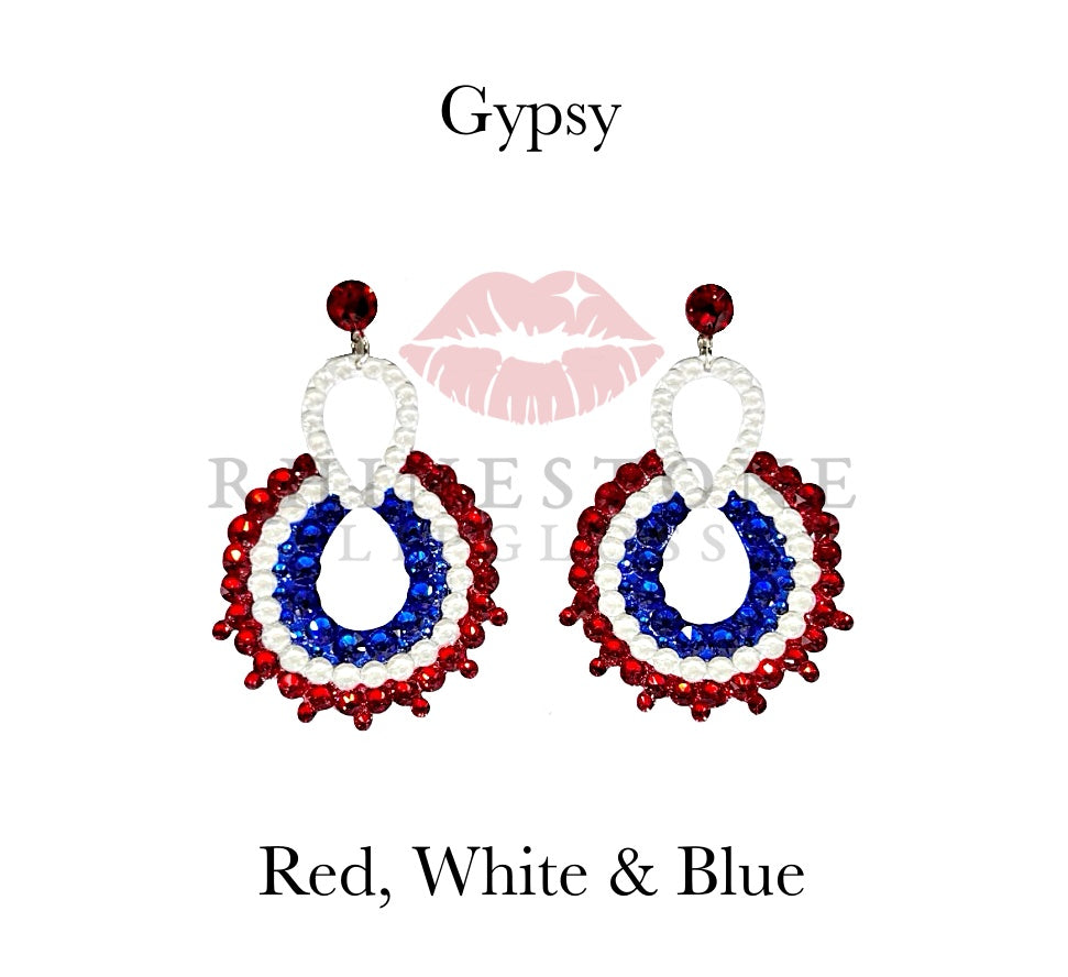 Gypsy Exclusive Red, White, and Majestic Blue Post Top Earrings