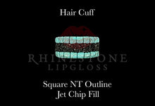 Hair Cuff for Ponytail - Square Natural Turquoise Outline with Jet Chip Fill