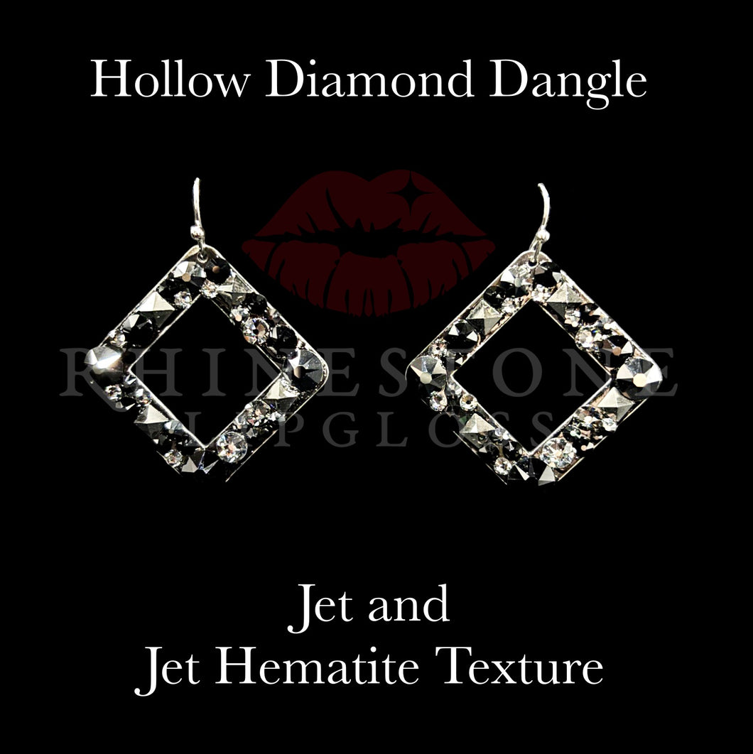 Hollow Diamond Dangle Confetti Jet and Jet Hematite Texture