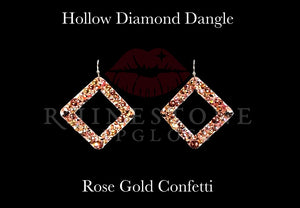 Hollow Diamond Dangle Confetti Rose Gold