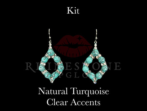 Kit Turquoise Cabochon Stones with Clear Accents