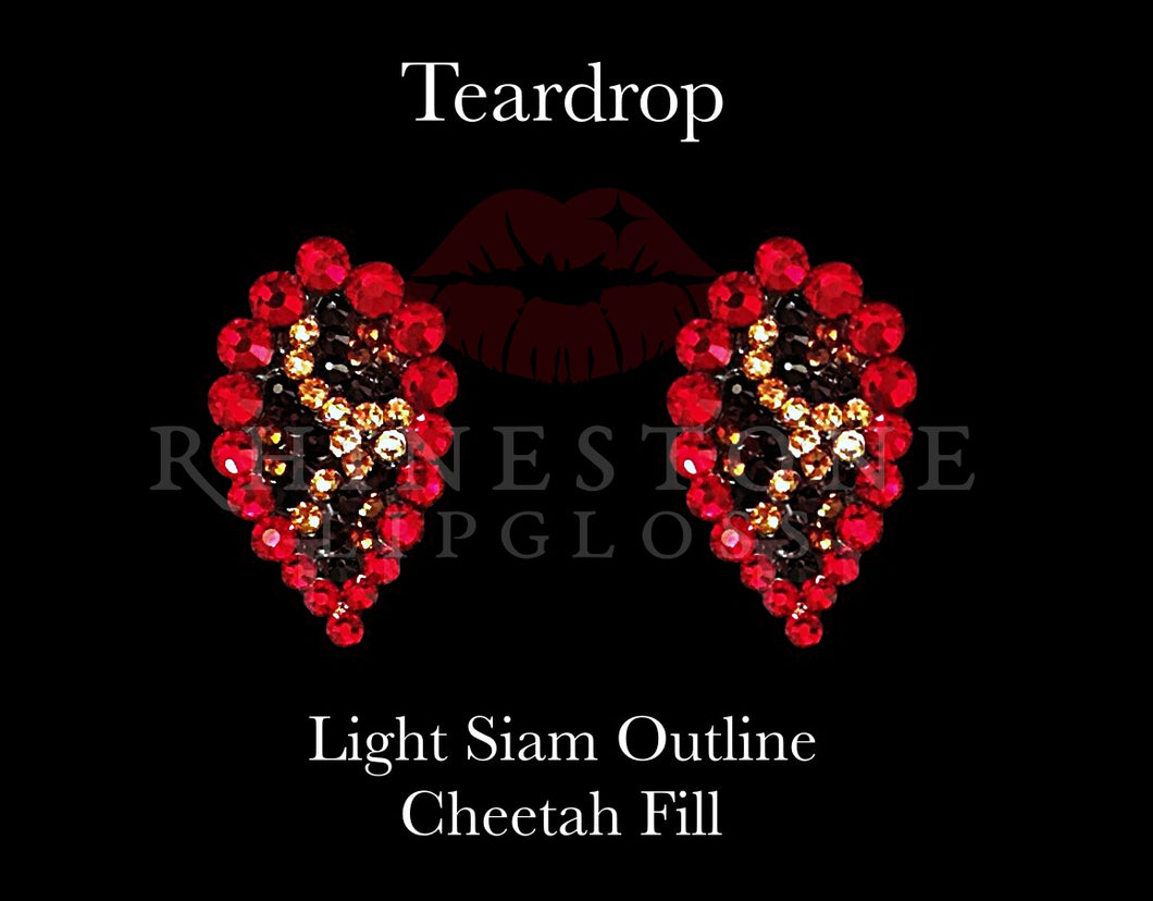 Teardrop Light Siam Outline, Cheetah Fill