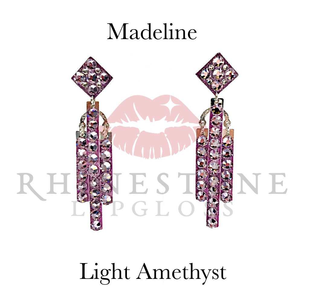 Madeline Bar Chandelier Exclusive Light Amethyst, Petite Diamond Top Earrings
