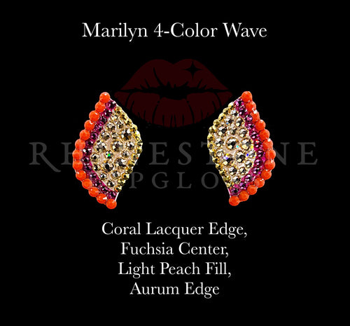 Marilyn 4-Color Wave Coral Lacquer Edge, Fuchsia Center, Light Peach Fill, Aurum Edge
