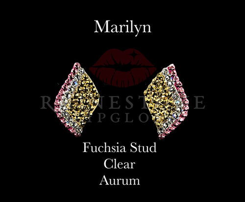 Marilyn Wave 3-Color - Fuchsia Rhinestud Edge, Clear Center, Aurum Fill