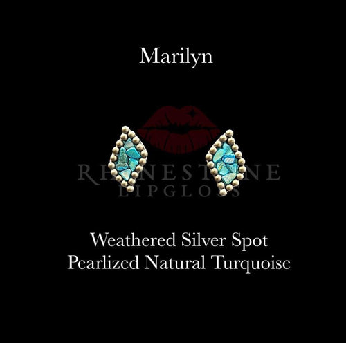 Marilyn - Weathered Silver Spots Outline, Pearlized Natural Turquoise Fill