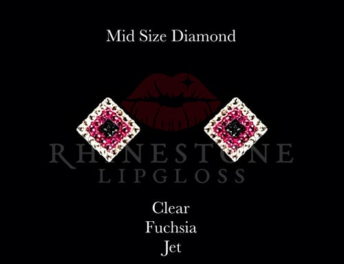 Diamond 3-Color  Mid Size -  Clear Outline, Fuchsia Center, Jet Fill