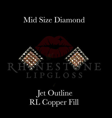 Diamond Mid Size - Jet Outline, Copper Fill