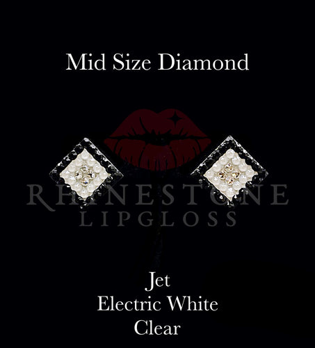 Diamond 3-Color  Mid Size -  Jet Outline, Electric White Center, Clear Fill