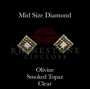 Diamond 3-Color  Mid Size -  Olivine Outline, Smoked Topaz Center, Clear Fill