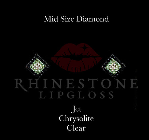 Diamond 3-Color  Mid Size -  Jet Outline, Chrysolite Center, Clear Fill