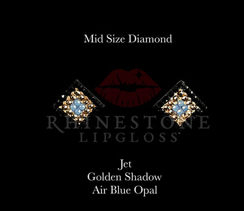 Diamond 3-Color  Mid Size -  Jet Outline, Golden Shadow Center, Air Blue Opal Fill
