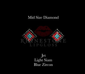 Diamond 3-Color  Mid Size -  Jet Outline, Light Siam Center, Blue Zircon Fill