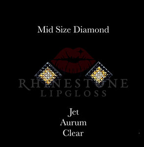 Diamond 3-Color  Mid Size-  Jet Outline, Aurum Center, Clear Fill