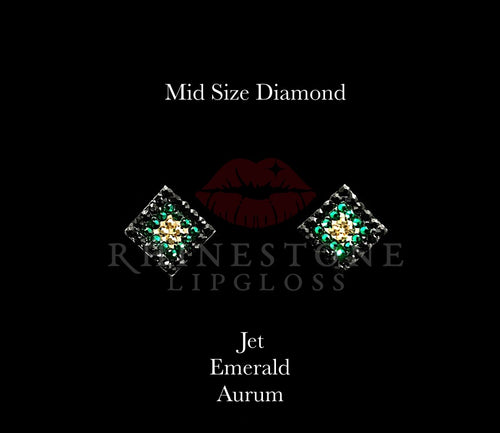 Diamond 3-Color  Mid Size -  Jet Outline, Emerald Center, Aurum Fill