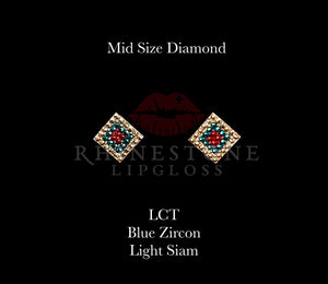 Diamond 3-Color Mid Size - Light Colorado Topaz Outline, Blue Zircon Center, Light Siam Fill