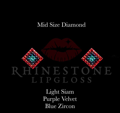 Diamond 3-Color  Mid Size -  Light Siam Outline, Purple Velvet Center, Blue Zircon Fill