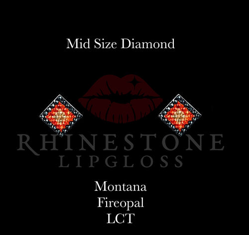 Diamond 3-Color  Mid Size -  Montana Outline, Fire Opal Center, Light Colorado Topaz Fill
